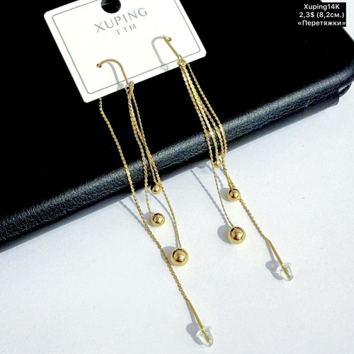 Сережки Xuping14К 10909 (8.2см) «перетяжки»